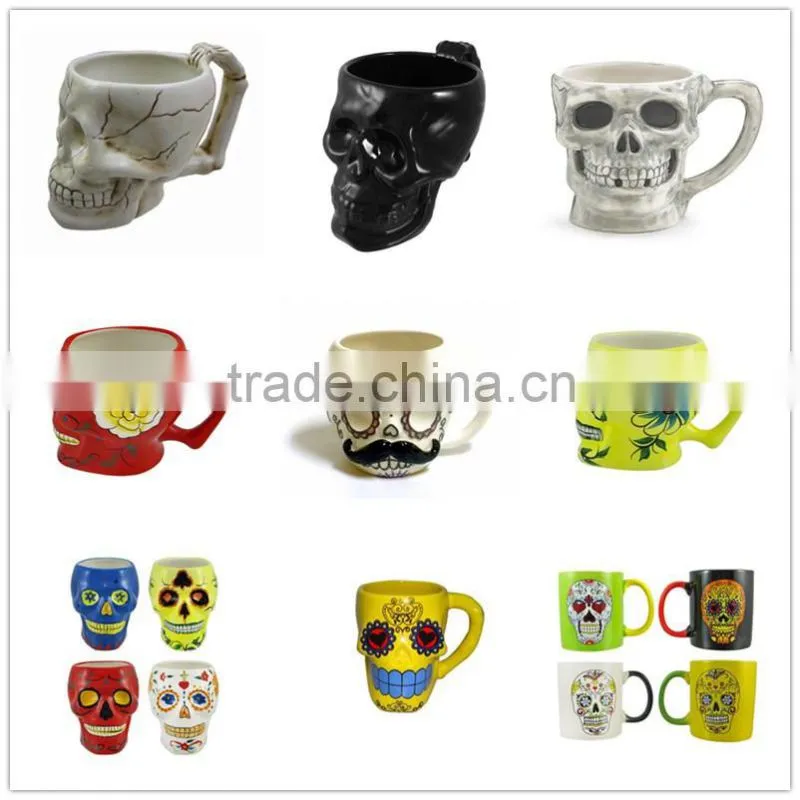 halloween ceramic skull wine goblet
