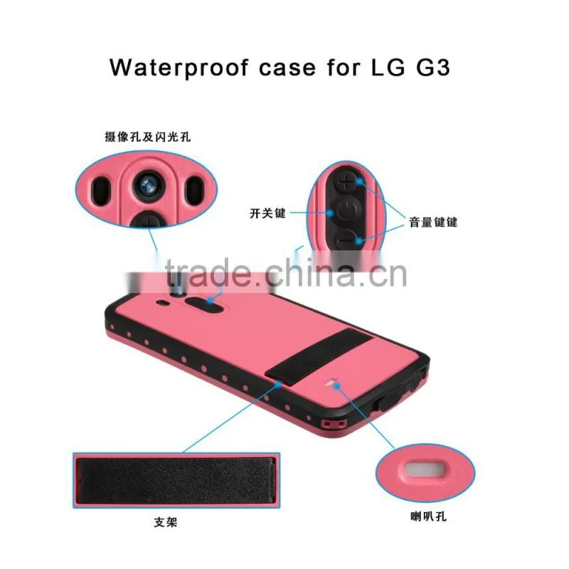 Redpepper Waterproof Case For LG G3 Fashion Hard PC Rubber Case with Bracket Back Case MT-5119