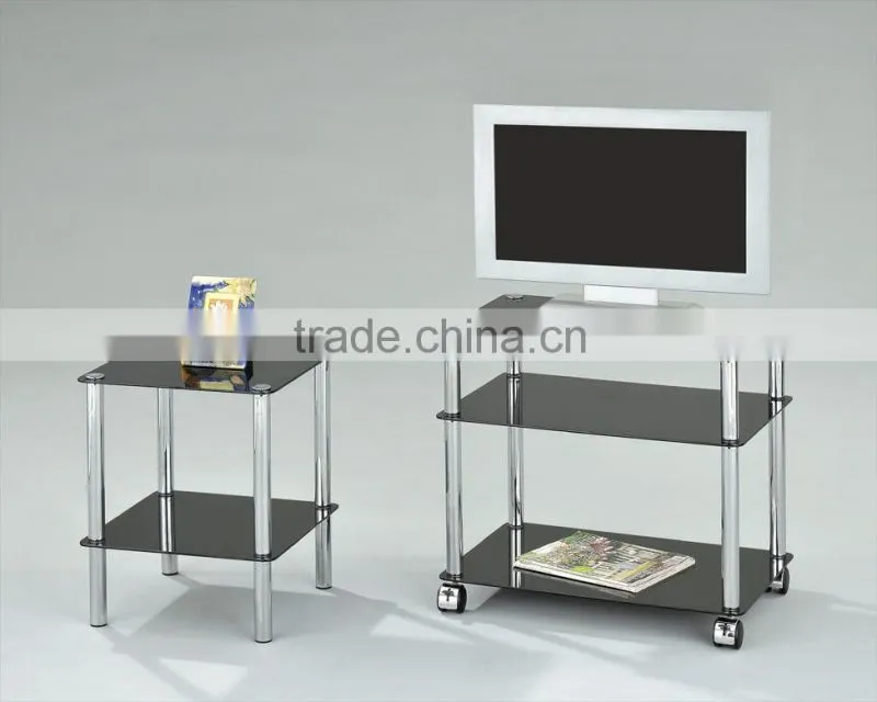 Metal black tempered glass display shelf