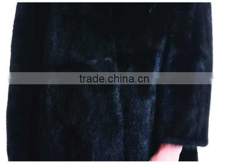 2015 New Design Medium Length Winter Women Coat With Mink Fur Hat Overcoat