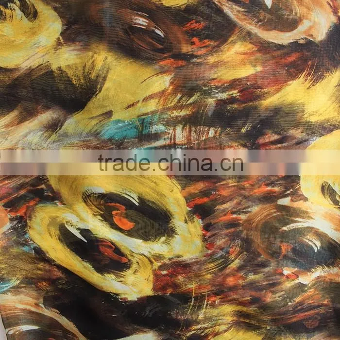2016 digital fabric textile 100% polyester silk chiffon printed fabric wholesale