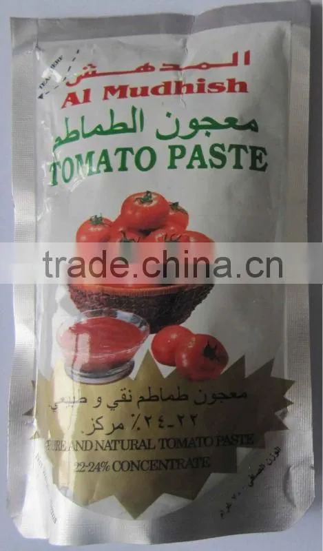 tomato paste in sachet brix 28-30%,22-24%