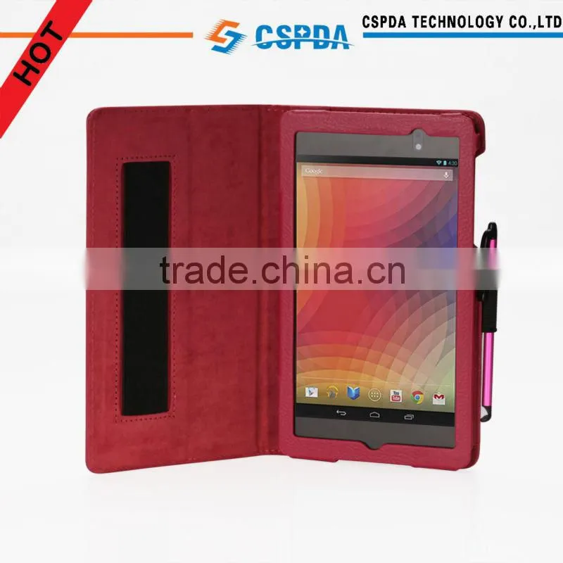 2013 new arrival folio back stand leather case cover for Google Nexus 7 2
