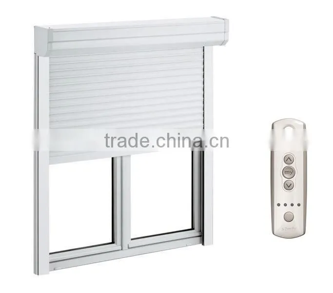 Motorized insulation & security rolling shutter with PU foam filled 45mm & 5mm interlocking slat