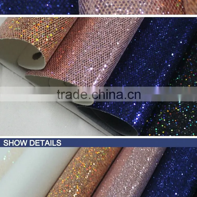 grid glitter leather for shoes and decoration colorful strip