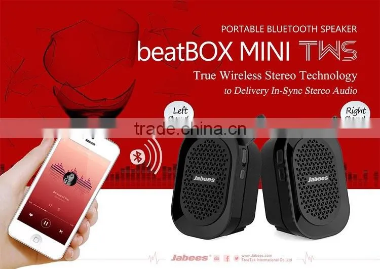 Jabees New Arrival Stereo True Wireless rohs mini promotional gift bluetooth speaker