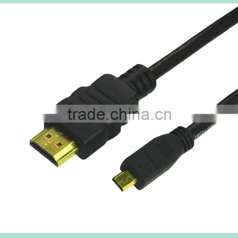 Low price HDMI 19pin A male to D male cable with Ethernet support 3D and 4K
