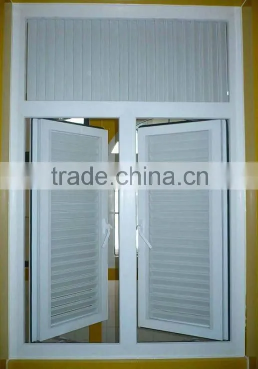 PVC frame windows with frosted glass shutters