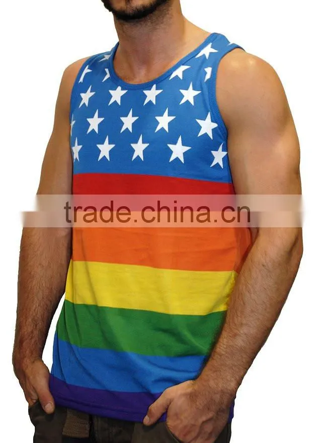 Men's Custom Printing Service Vest Stars & Stripes American Flag Tank Top Shirt
