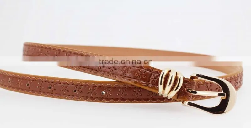 Women's casual belt with Brown PU leather in Yiwu factory waist belt for lady