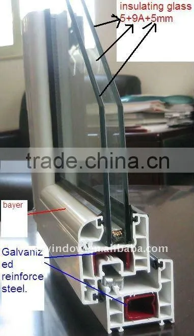 Wood color frame cheap house casement window with grills for sale