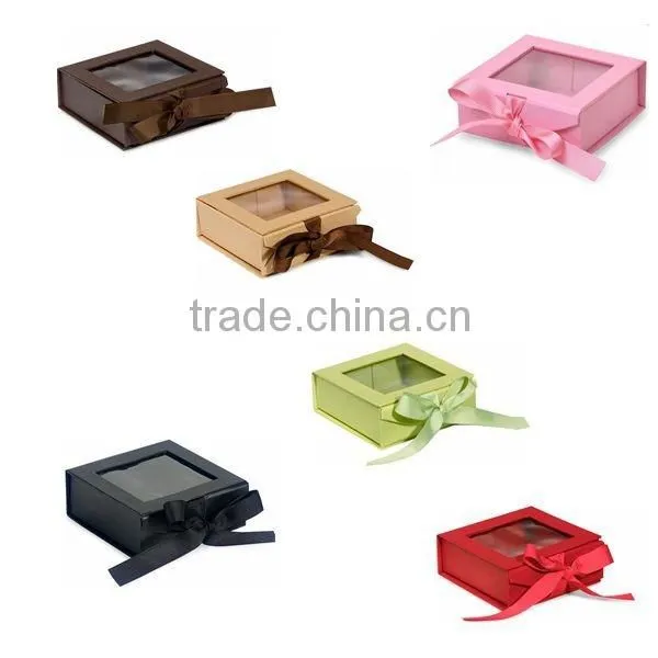 Eco-friendly custom black small gift box with transparent window