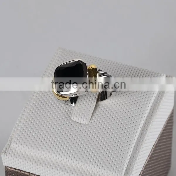 NEW 2016 Popular Fashion Jewelry Loyal Exquisite Square Shapped Ring Big Black stone CZ Diamond Ring Wholesale