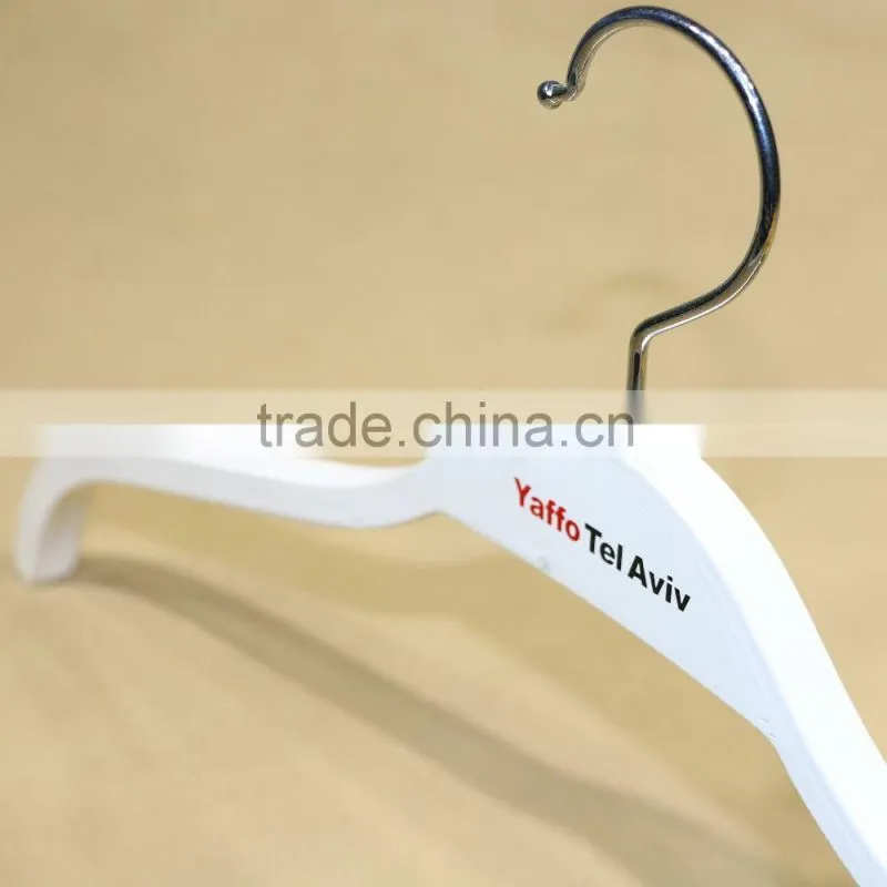 Anti slip white wooden clothing hanger make in China