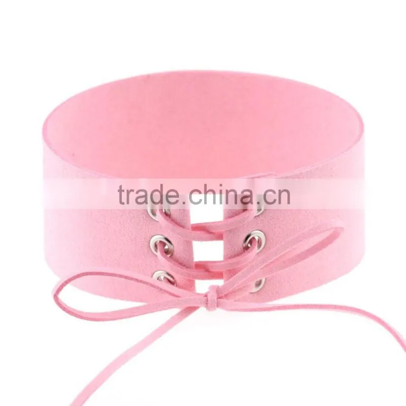 Woman man Punk Sexy Leather Wrap Choker Collar Leather Wrap