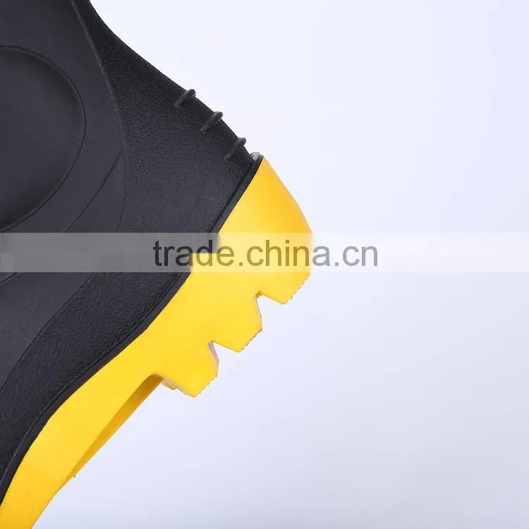 2016 Wholesale waterproof black Safety PVC rain boots with steel toe, industrial rain boots
