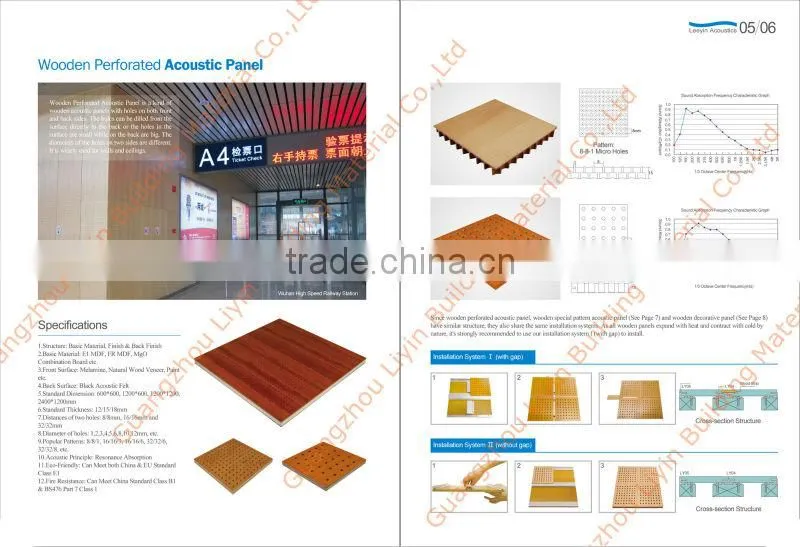 customize pattern perforated wood fiber acoustic panel