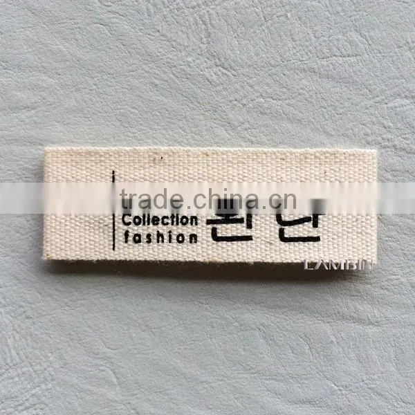 100% Cotton tape/canvas silk screen printed neck labels for Korean clothes for girls/women