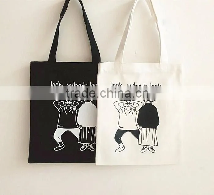 Custom logo tote canvas bag for shopping shoulder bag for fashionable women