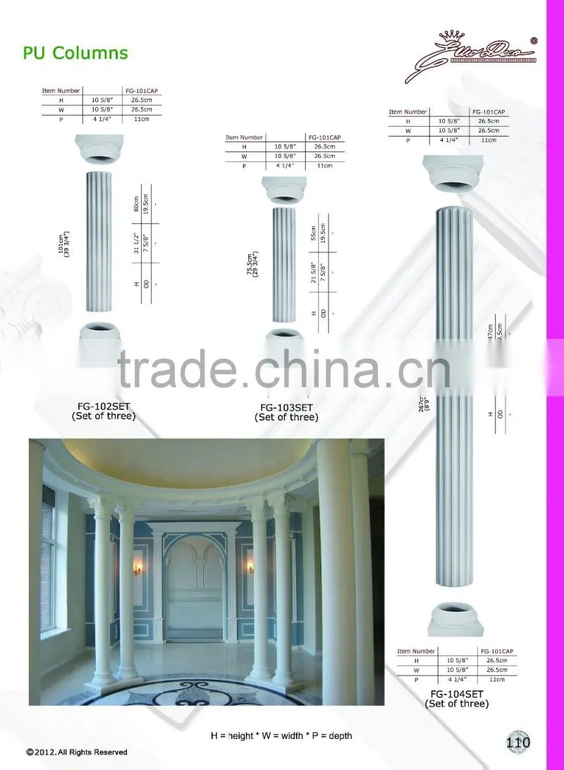 2016 High Quality Good price beautiful polystyrene decorative polyurethane roman column