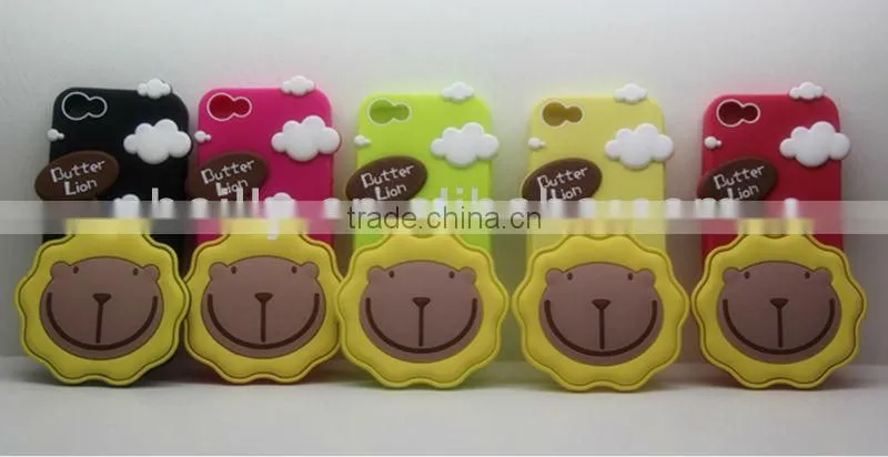 2013 the factory manufacture 3D Butter Lion item cartoon design silicone mobile phone case
