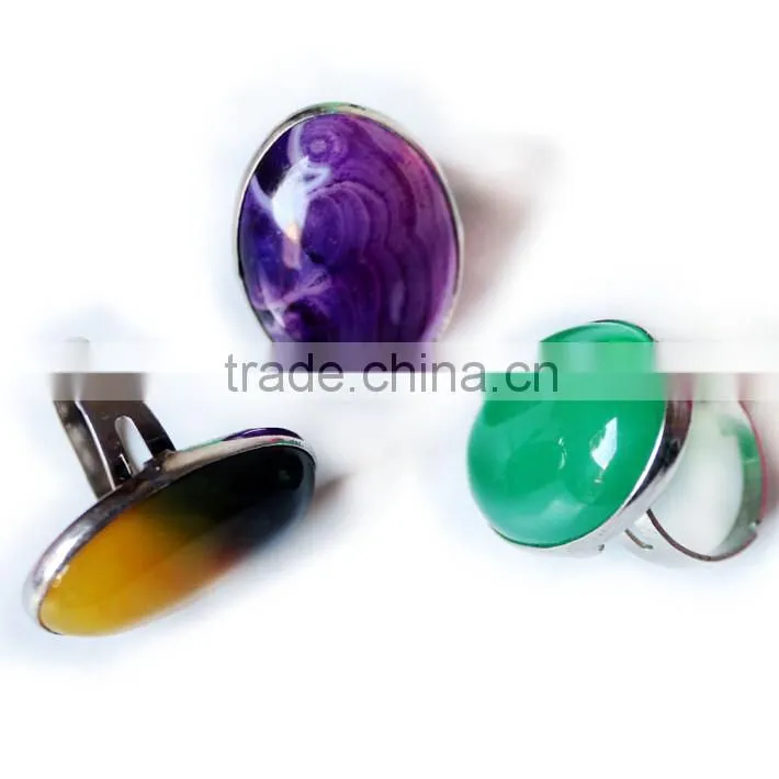 Natural agate chalcedony gem ring