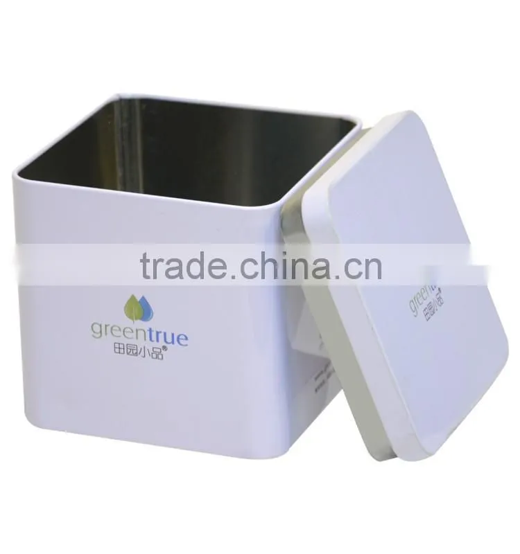 Simple green rectangular tin box for articles of daily use