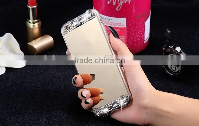 Mirror case for iphoen 6 6 plus 5s Luxury Gold Bling Diamond Soft TPU Case Ultra Slim Phone Back Cover