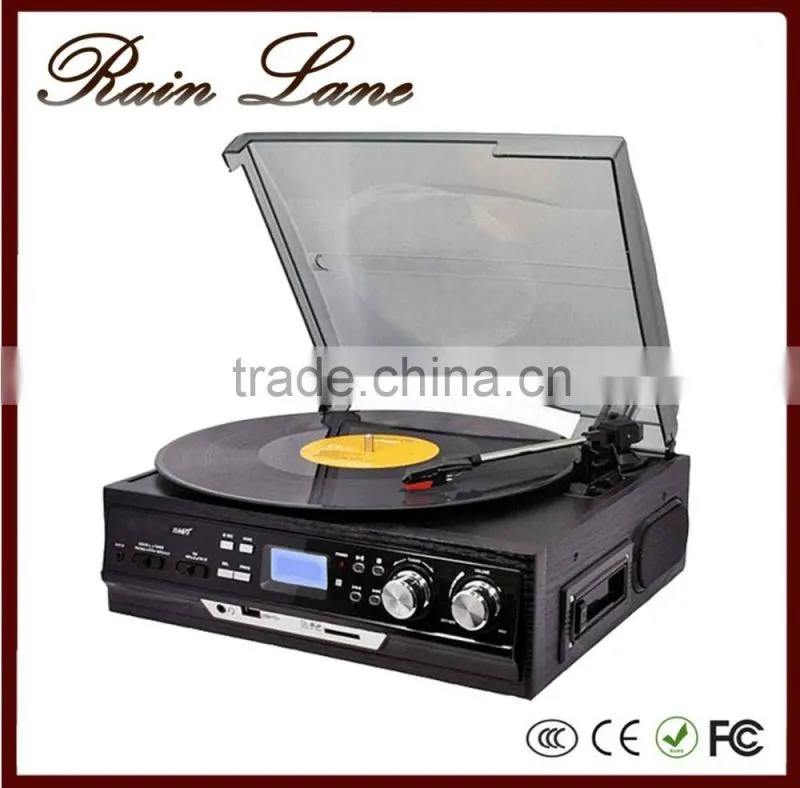 Rain Lane Hot sale vinyl Records Turntable Player Recordable 6-In-1 Music Centre