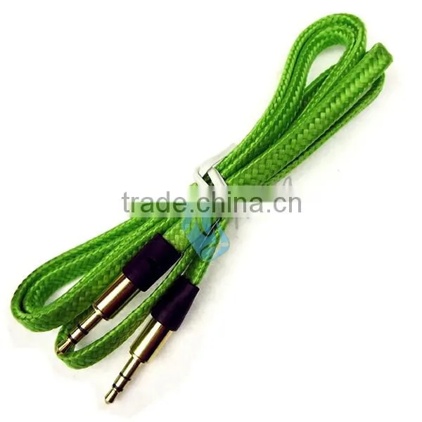 Shoelace Style Fabric Braided 3.5mm Male to Male Stereo Audio Aux Cable for iPhone/iPad/iPod