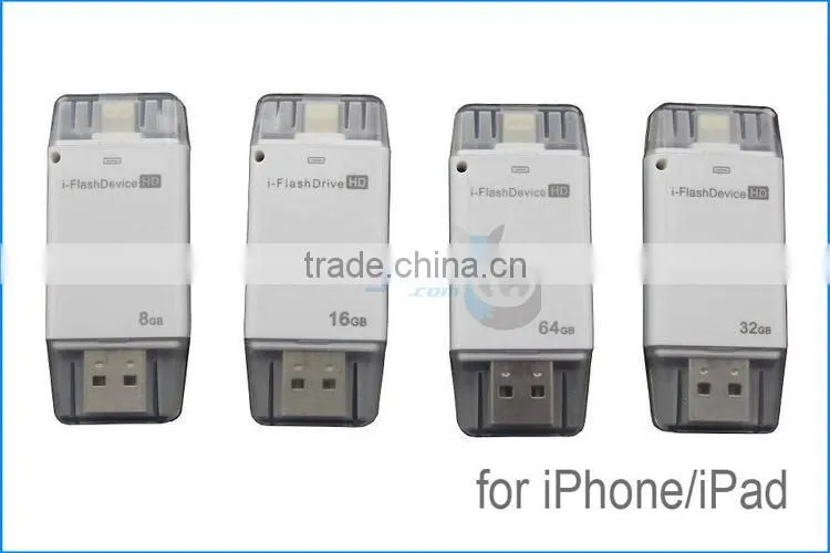 Bulky Wholesale OTG USB2.0 Flash Drive 8GB 16G 32G 64G USB OTG Memory Sticks for iPad 2/3/4/5/6/Air,for iPhone 4/5/6/6S/Plus/7