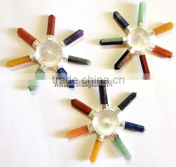 Chakra Crystal Pyramid With 7Pencil Energy Generator : Healing Crystals For Sell