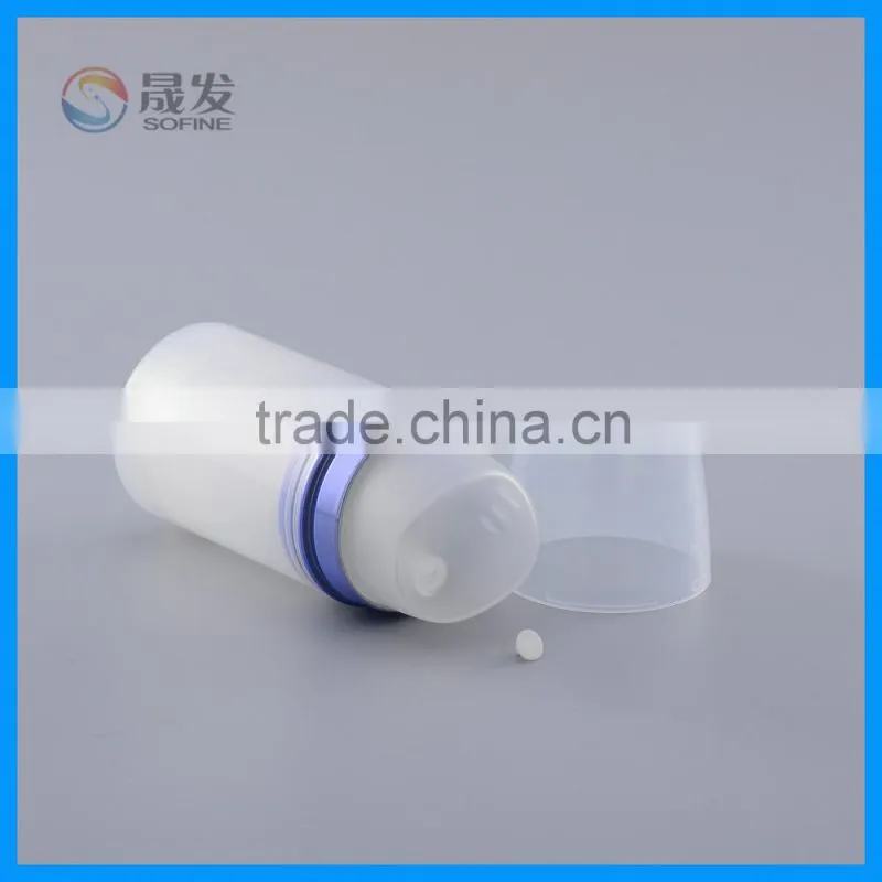 Liquid from the top export of cosmetic airless pump bottle