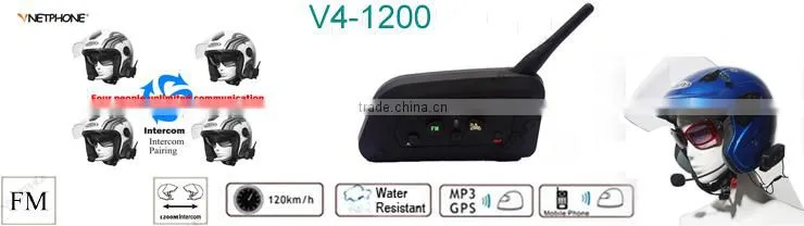 2 way system full-duplex walkie talkie for 4 riders