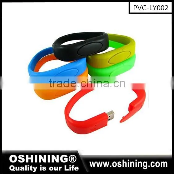 Free LOGO USB 2.0 bracelet silicone real capacity usb stick cheap promotional(PVC-LY003)