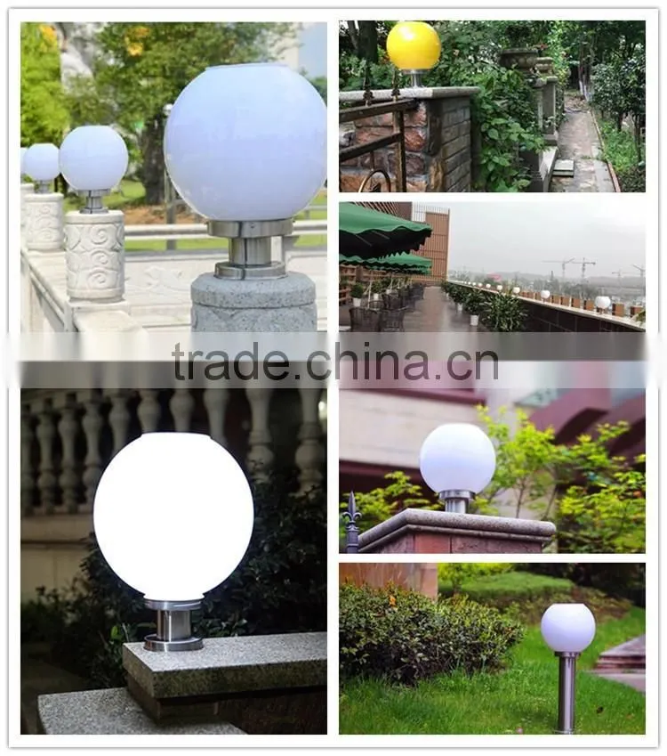 2016 white 20cm round/circle multiple-function stainless steel pedestal solar pillar light