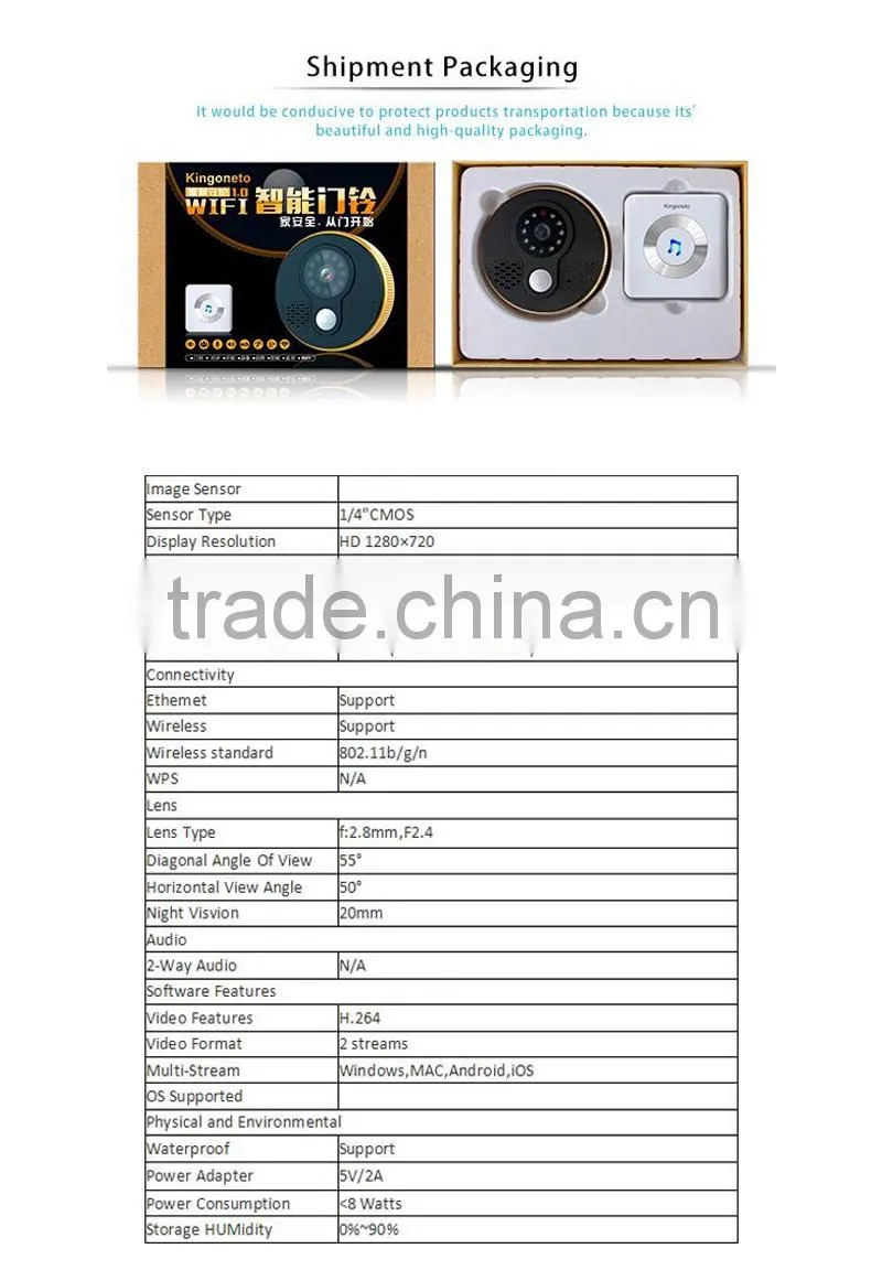 Physen WIFI Video Doorbell Intelligent Home Security Management Long-range Control with app