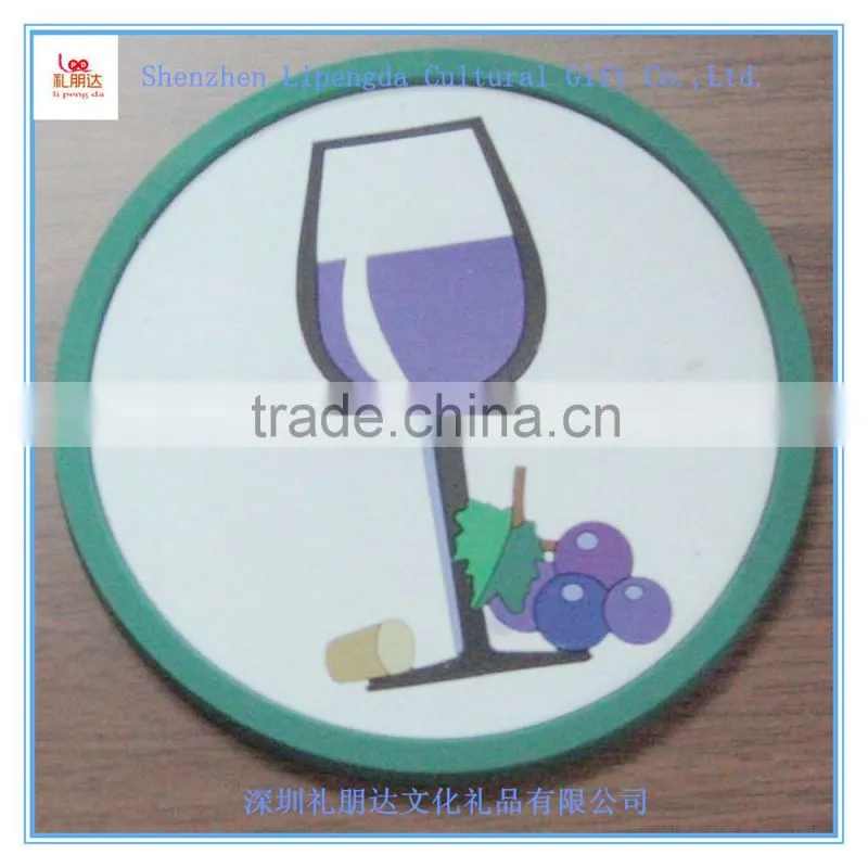 Customized style promotional fashion eco-friendly silicone tea cup mat,soft pvc rubber injection cup coaster