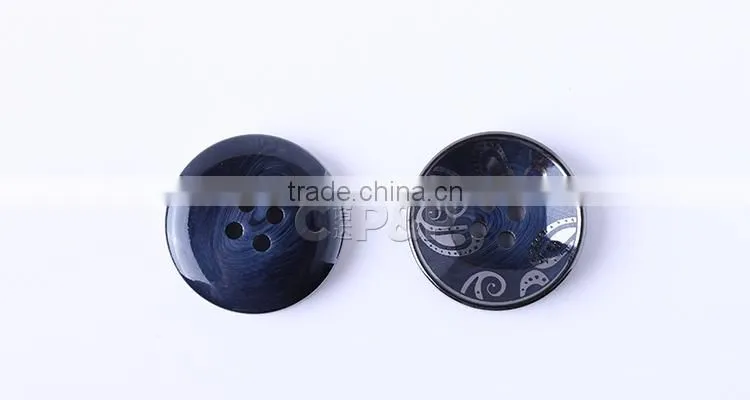 Plating finish blue plastic resin button for men suit