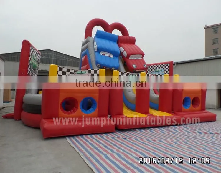 inflatable slide cars 2016 big inflatable fun city inflatable slide and Obstacle course 2 lane sliders
