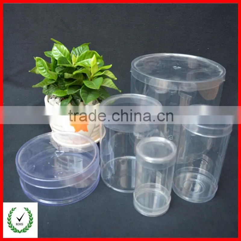 Transparent plastic cylinder tube container for toy gift accessory exhibition