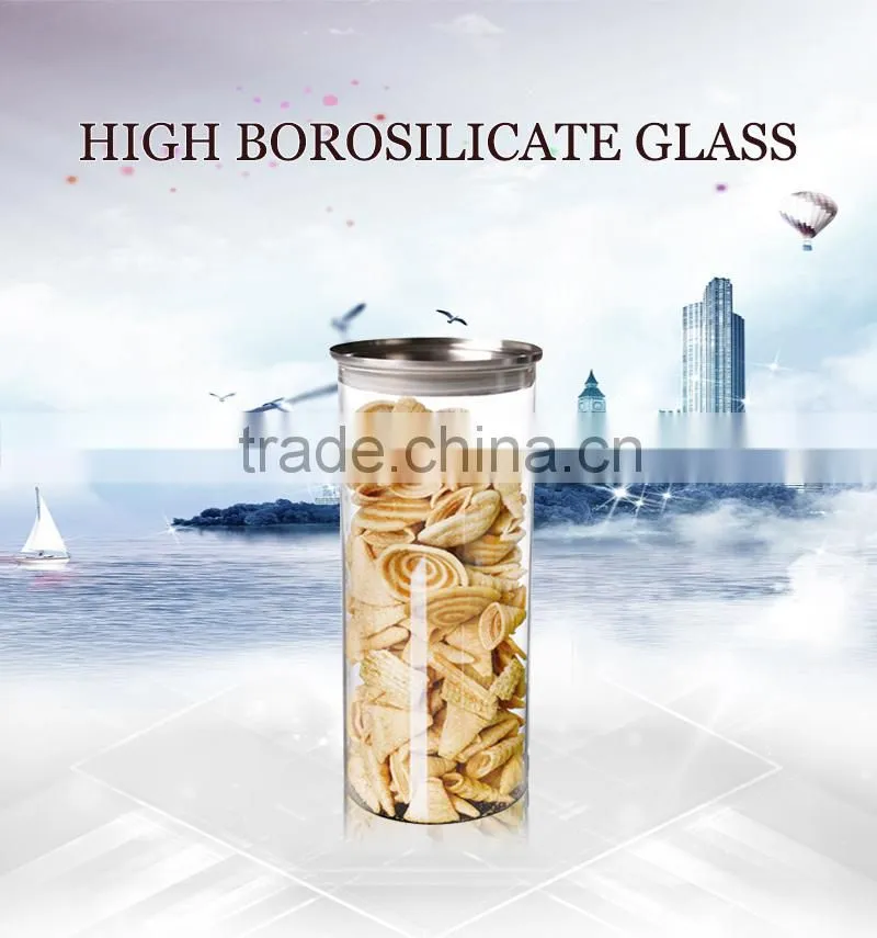 1300ml heat resistant glass storage jar with metal lid N6307