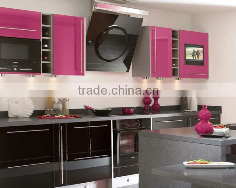 Romantic pink lacquer modern Hot Sale Kitchen Design/kitchen cabinets