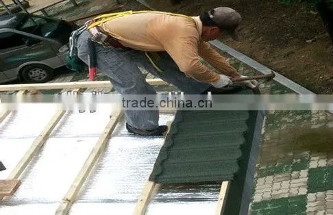 Colorful stone coated metal roofing tiles of construction materials