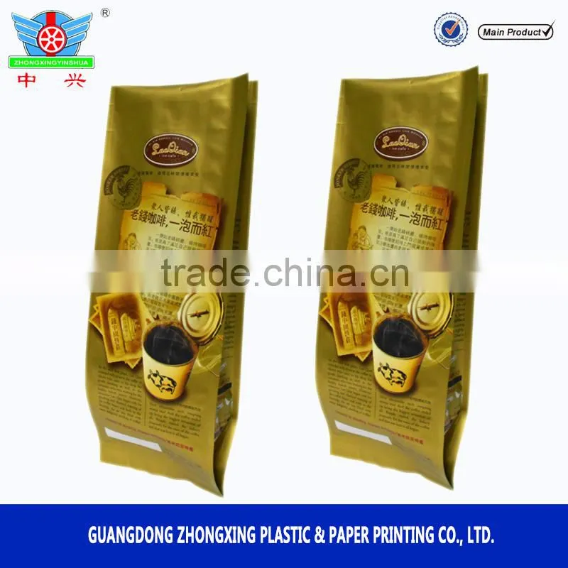 Custom printed Aluminum Foil coffee pouch with Coffee Packaging Bags