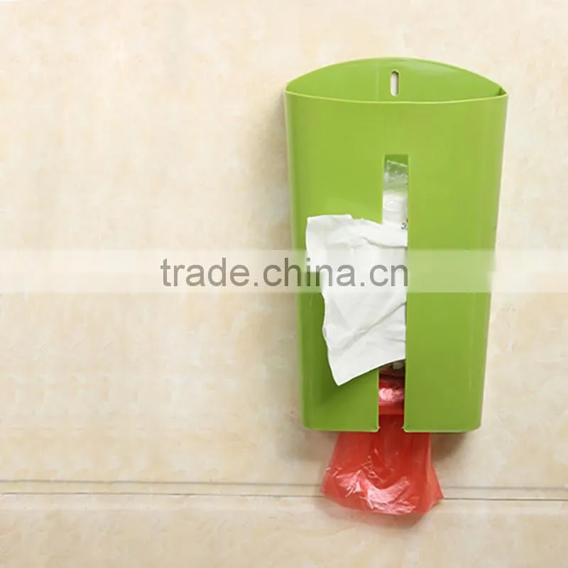 Wall mounted rubbish garbage plastic shopping bag storage box holder