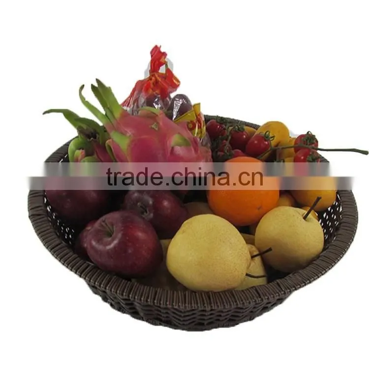 S&D supermarket vegetable rack plastic rattan fruit and vegetable basket