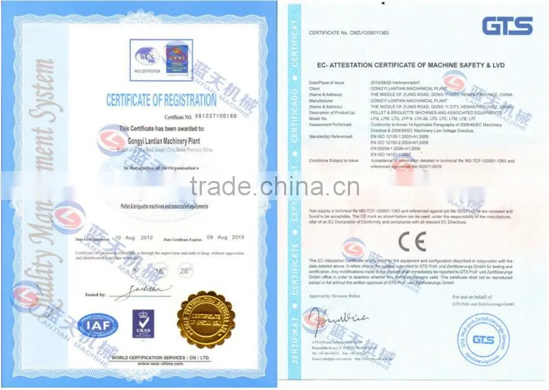 CE and ISO certificates iron ore briquette press machine