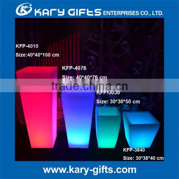 Square Column led Flower pots, led light flower pot, decorative plastic plant pots