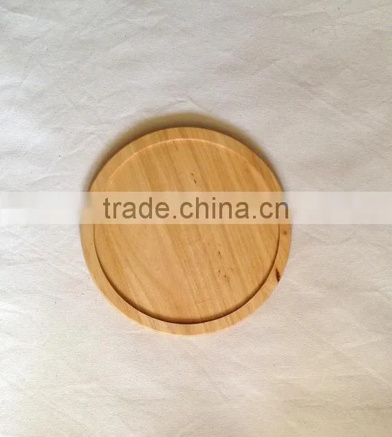 Round Shape Wooden Tray Wooden Fruit Plate Food Safe Varnish Rubber Wood Tray